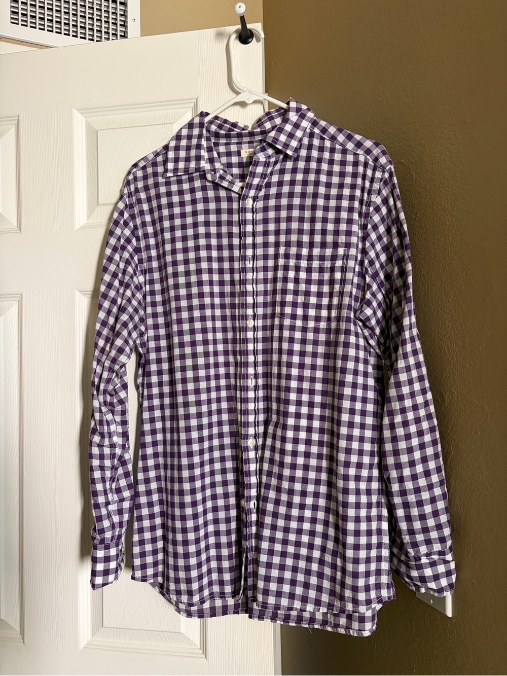 Sonoma Purple and White Check Button-Down Shirt